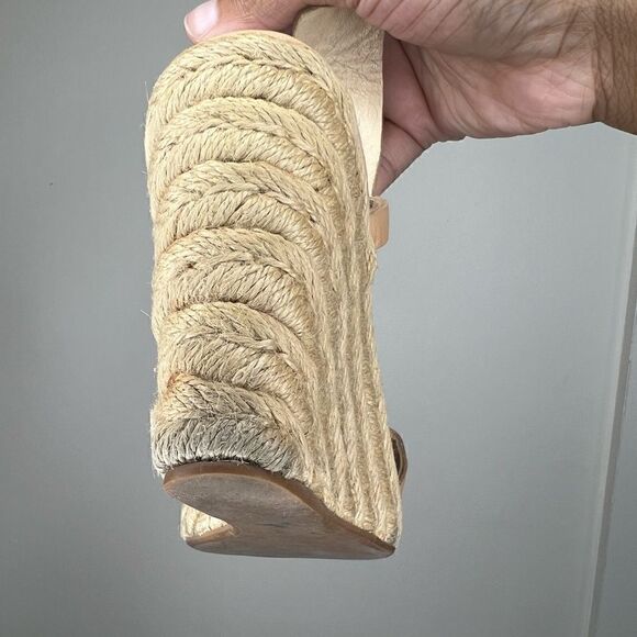 3.1 Phillip Lim Tan/Cream Leather Peep Toe Espadrille Wedges Size 8 - Picture 9 of 16